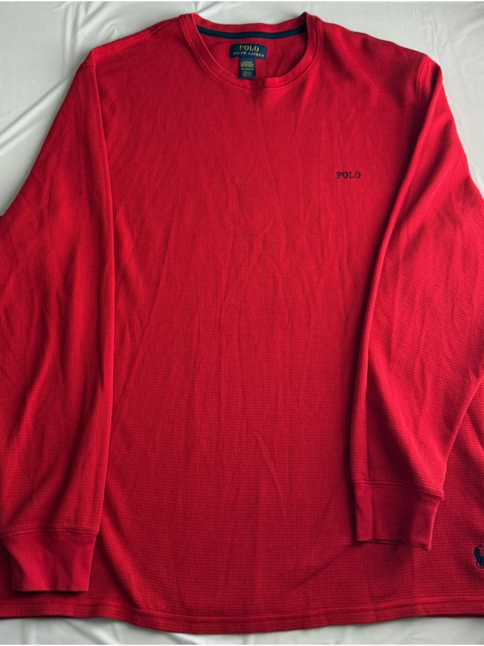 Polo Ralph Lauren Red Waffle Knit Thermal Sleep Shirt 2XL